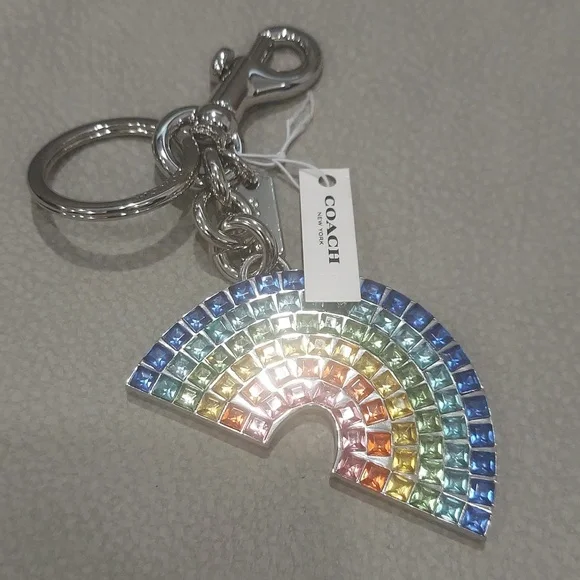 COACH CRYSTAL RAINBOW KEY CHAIN BAG CHARM - Picture 7 of 9
